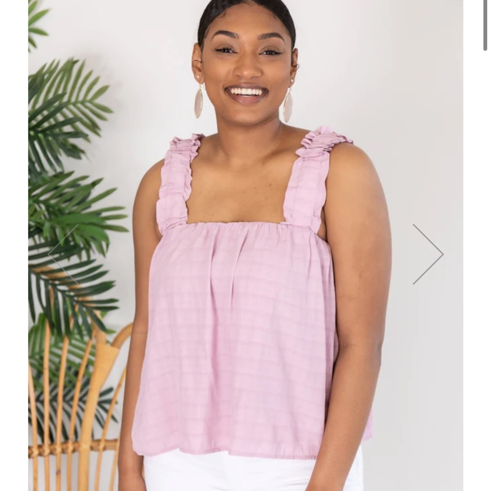 Ruffle strap pink tank blouse